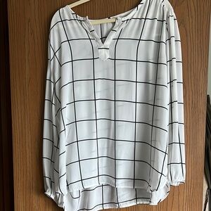 White Grid Pattern Women's Top